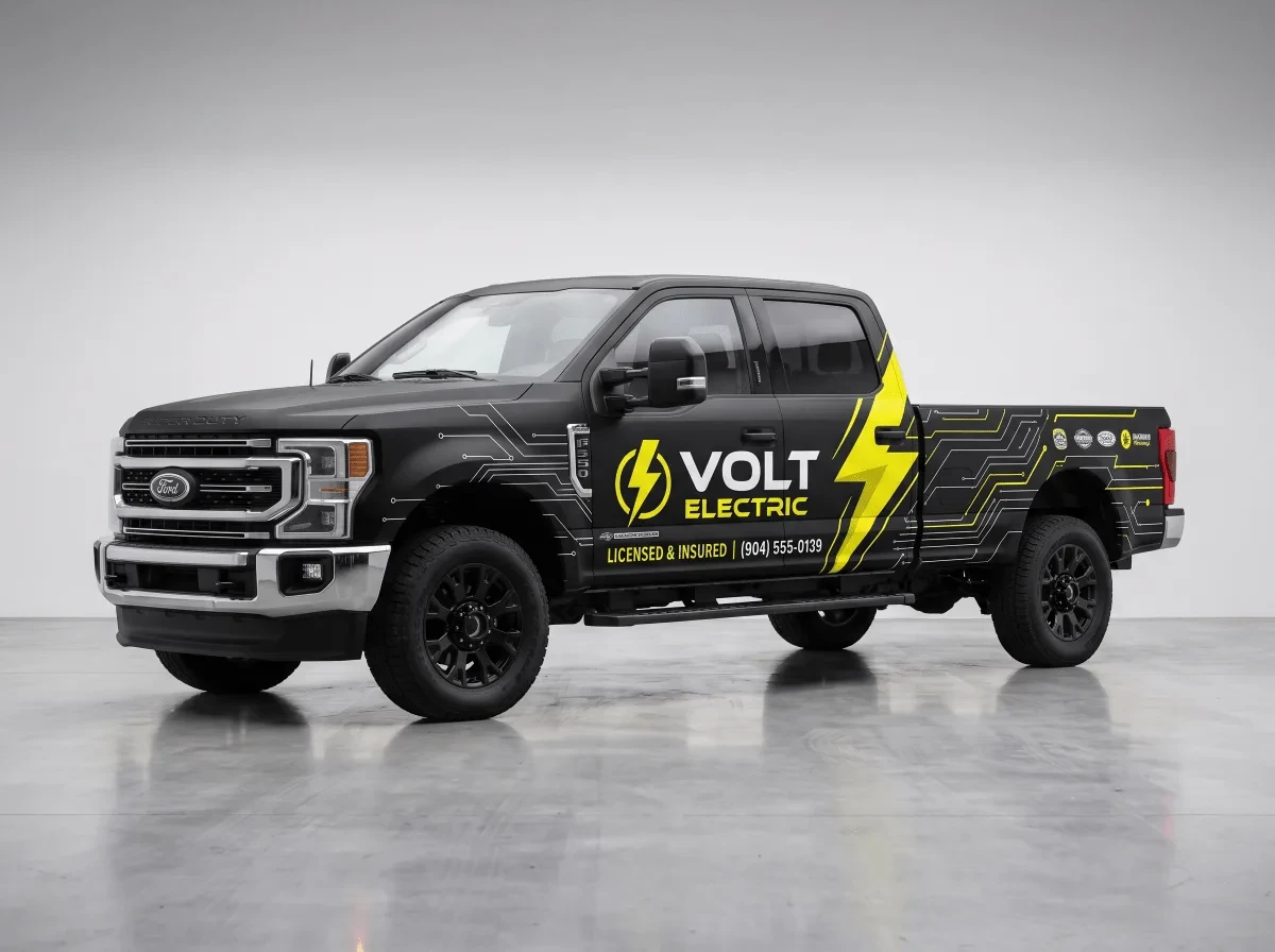 Volt Electric branded commercial crew pickup truck